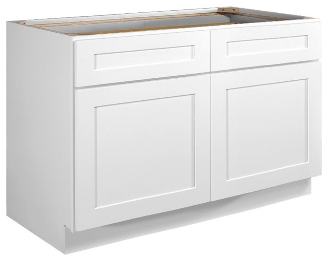 Brookings Wood Base Cabinet with Drawers in White 48-Inch x 24-Inch x 34.5-Inch