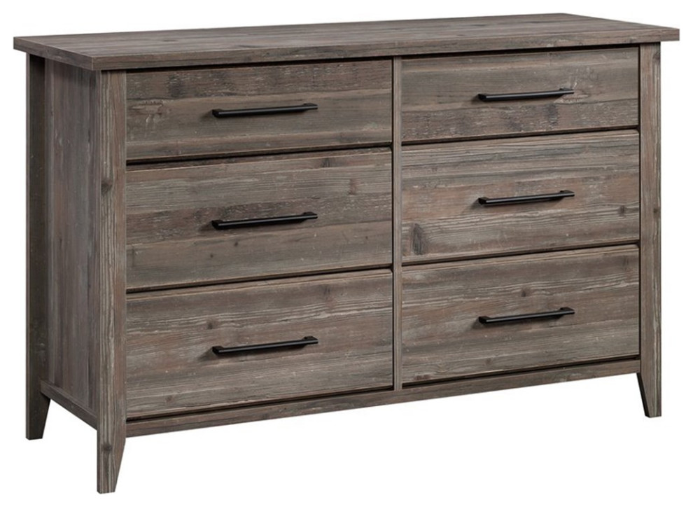 Pemberly Row Engineered Wood 6Drawer Bedroom Dresser in Pebble Pine