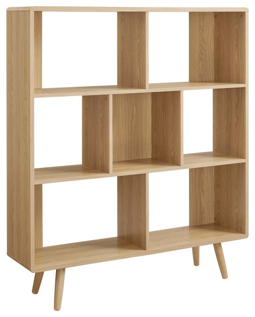 Transmit 7 Shelf Wood Grain Bookcase - Oak