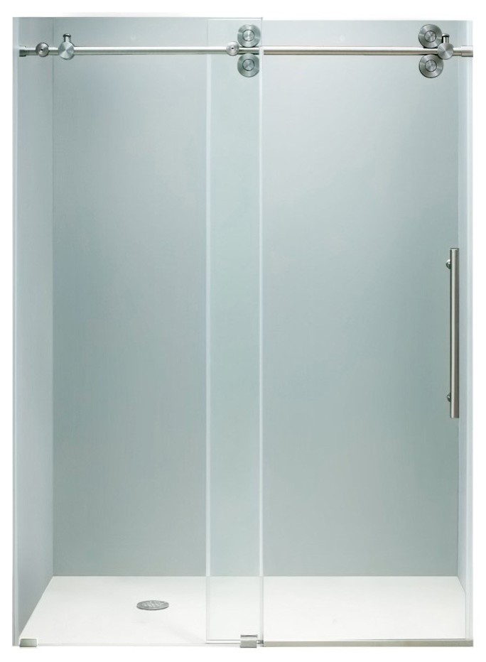 Vigo Vg60416474 Elan 74 X64 Sliding Frameless Shower Door Stainless Steel
