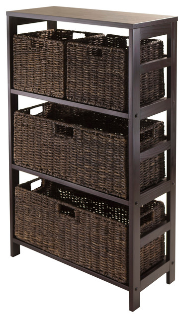 Winsome Granville 5-Piece Storage Shelf with 2 Large and 2 Small Foldable Basket