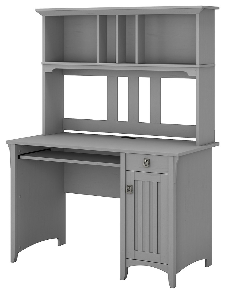 Bush Furniture Salinas Computer Desk With Hutch, Cape Cod Grey Transitional Desks And