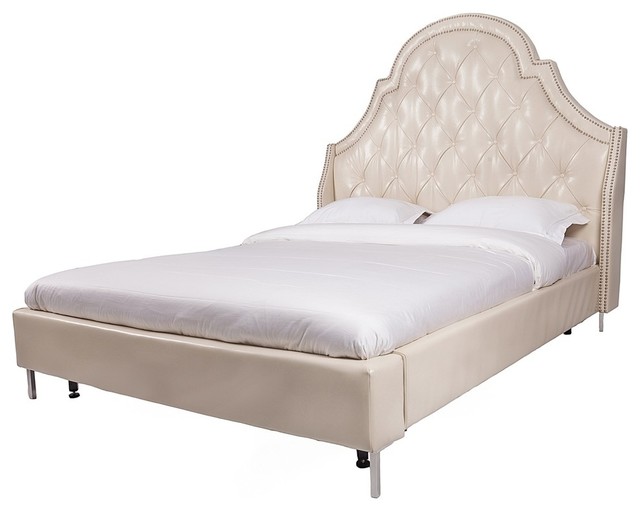 Napoleon Pu Leather On Tufted Silver Nailheads Trim Bed Napoleon Pu Leather On Tufted Silver Nailheads Trim Bed Transitional Panel Beds By Chic Home