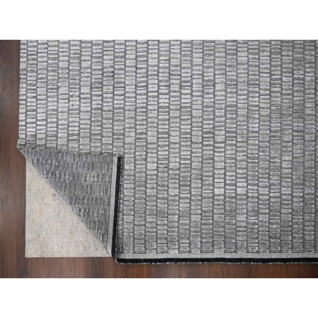 Gray and Black Hand Loomed Wool and Silk Modern Roman Design Rug, 7'10 ...