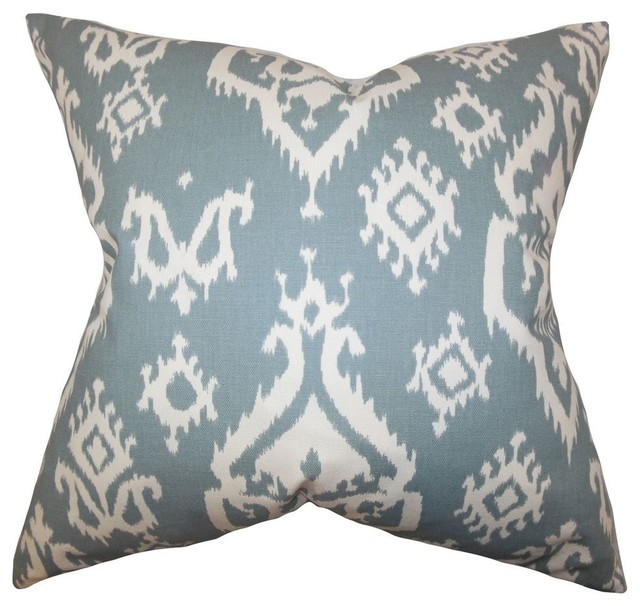 Halona Ikat Pillow Teal Mediterranean Decorative Pillows By