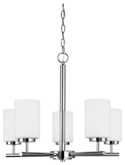 Contemporary Five Light Chandelier-Chrome Finish-LED Lamping Type - Chandelier