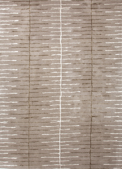 Modern Geometric Pattern Gray /Black Wool/Silk Tufted Rug - BL89, 9.6x13.6
