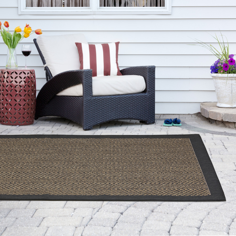 Madison Park Dover Textured Chevron Indoor/Outdoor Rug, 8' X 10' Contemporary Outdoor Rugs