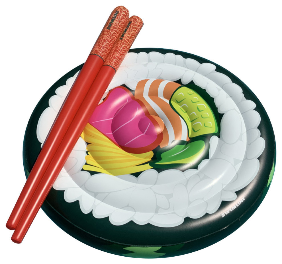 60" Inflatable Sushi Island and Chopstick Doodles Swimming Pool Float