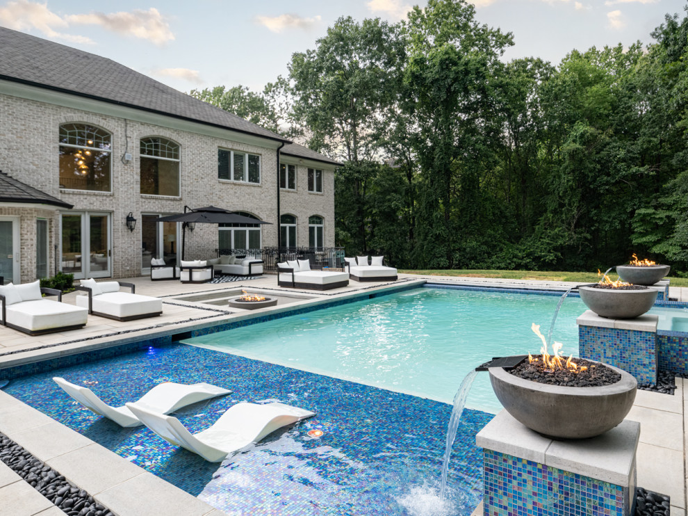 Resort-Style Pool with Tanning Ledge - Modern - Pool - DC Metro - by ...
