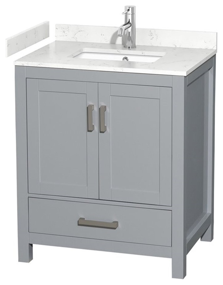 Wyndham Collection Sheffield 30" Carrara Marble Single Bathroom Vanity