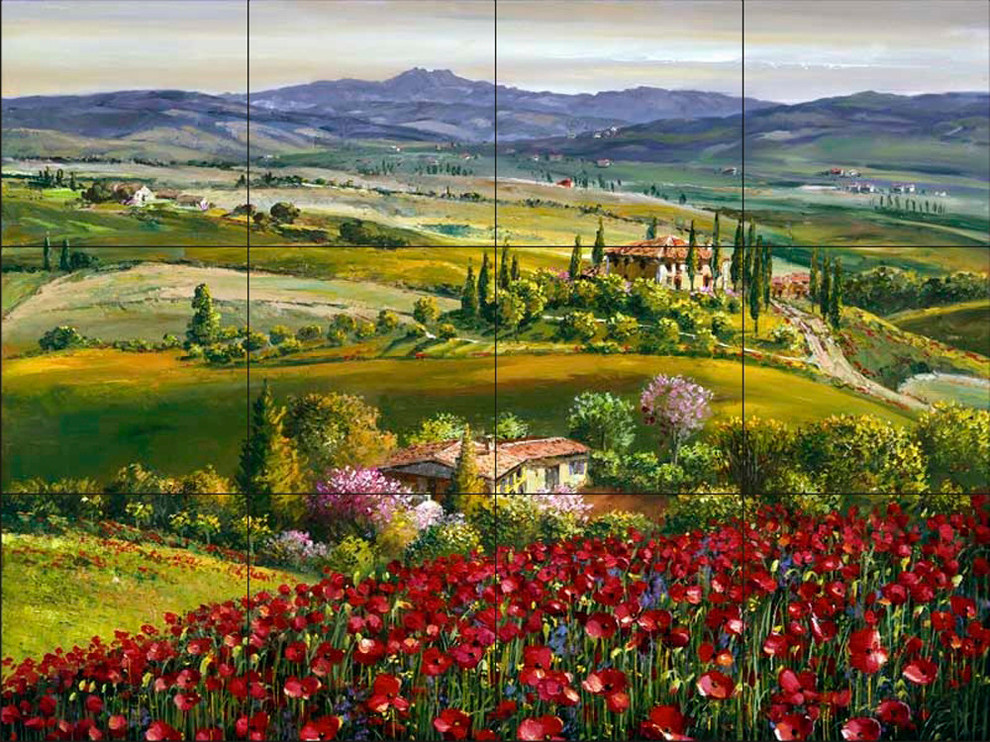 Tile Mural, Tuscan Poppy by Sam Park/Soho Editions