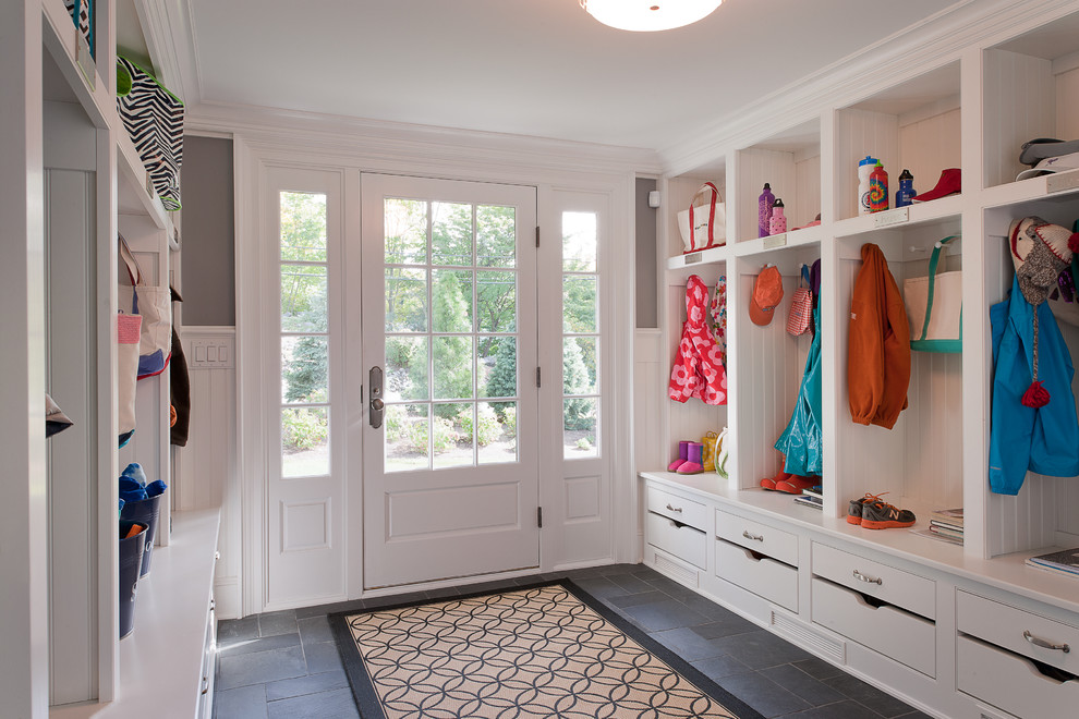 This is an example of a traditional mudroom in New York.