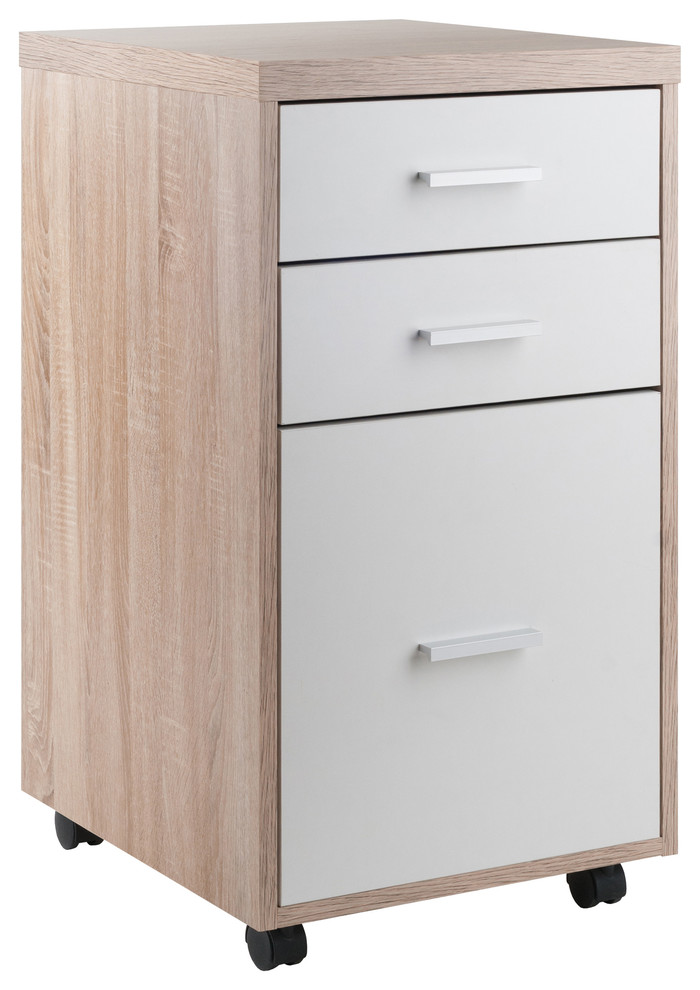 Kenner Mobile File Cabinet 3 Drawer Reclaimed Wood White Finish