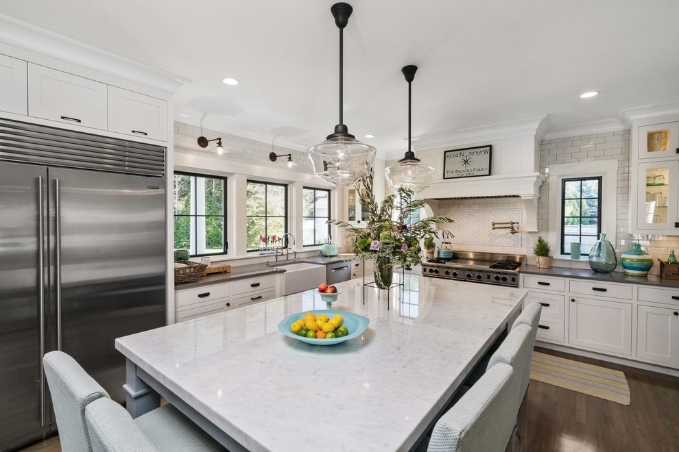 Inspiration for a transitional kitchen remodel in Boston