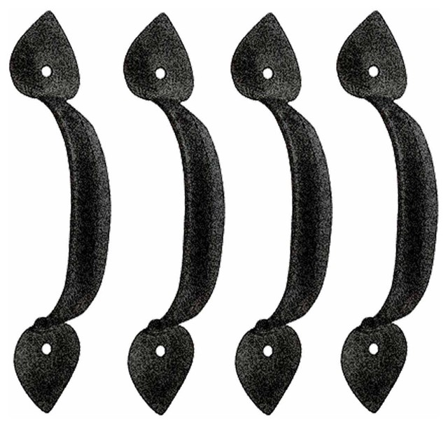 Wrought Iron Door Pulls Black Rustproof Finish Heart 6 7 8