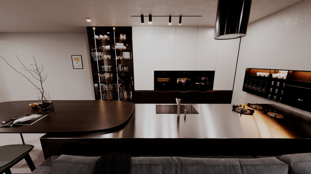 Combined living room and kitchen