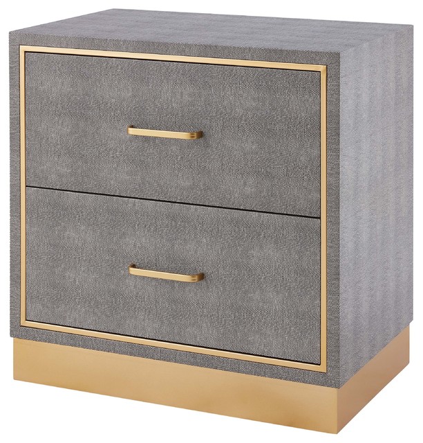 Edinburgh 2Drawer Faux Shagreen End table Contemporary Side Tables And End Tables by