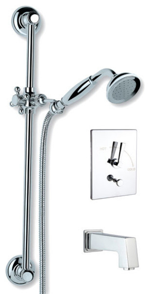 Plaza Pressure Balance Tub and Handheld Shower Set, Brushed Nickel