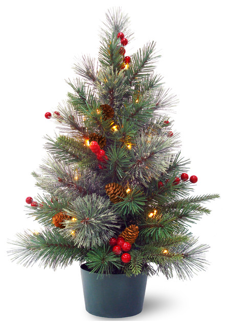 Colonial Potted Tree With Battery Operated Warm White LED Lights 2 Ft Colonial Potted Tree With Battery Operated Warm White LED Lights 2 Ft