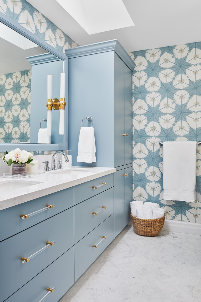 Blue and White Bathroom - Transitional - Bathroom - Toronto - by Sandra ...