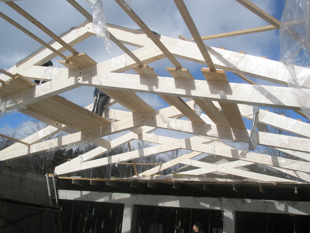 Кровля над бассейном (фермы ножницы)