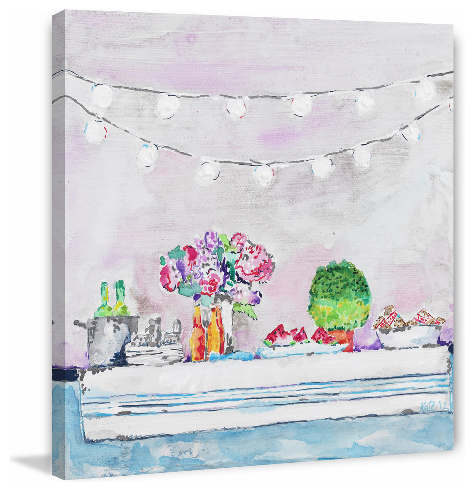 Twinkle Twinkle Backyard Party Print on Wrapped Canvas, 18"x18"