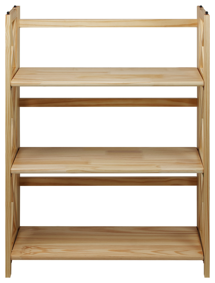 Montego 3-Shelf Folding Bookcase, Natural