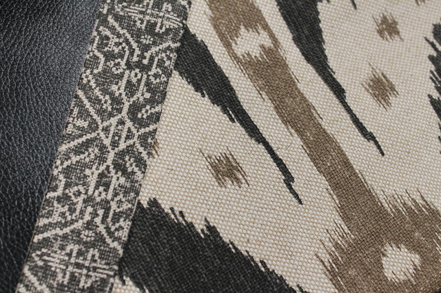 Nuetral Ikat with linen, beige, and black accents