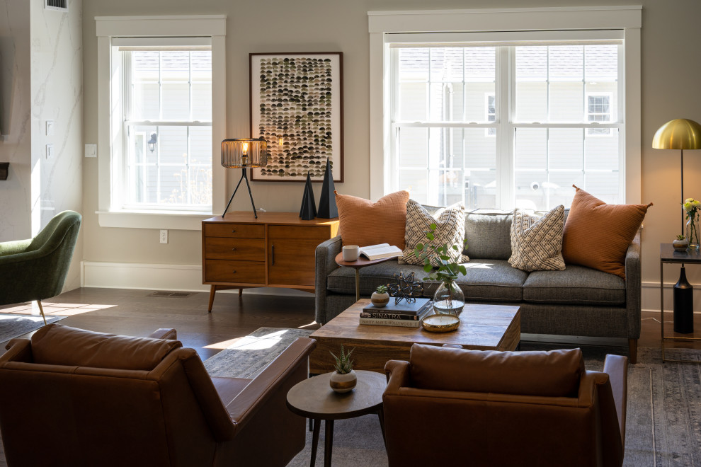 This is an example of a midcentury living room in Boston.