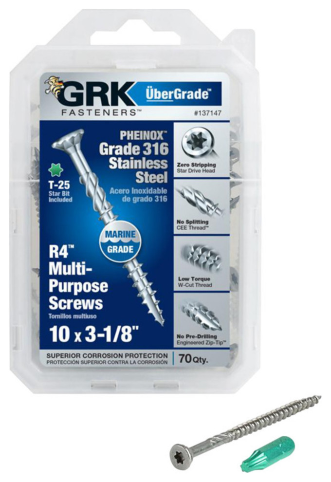GRK Fasteners 121410 – Box Of 450 Multi-Purpose Decking Screws, #10 X 4 Inch – New