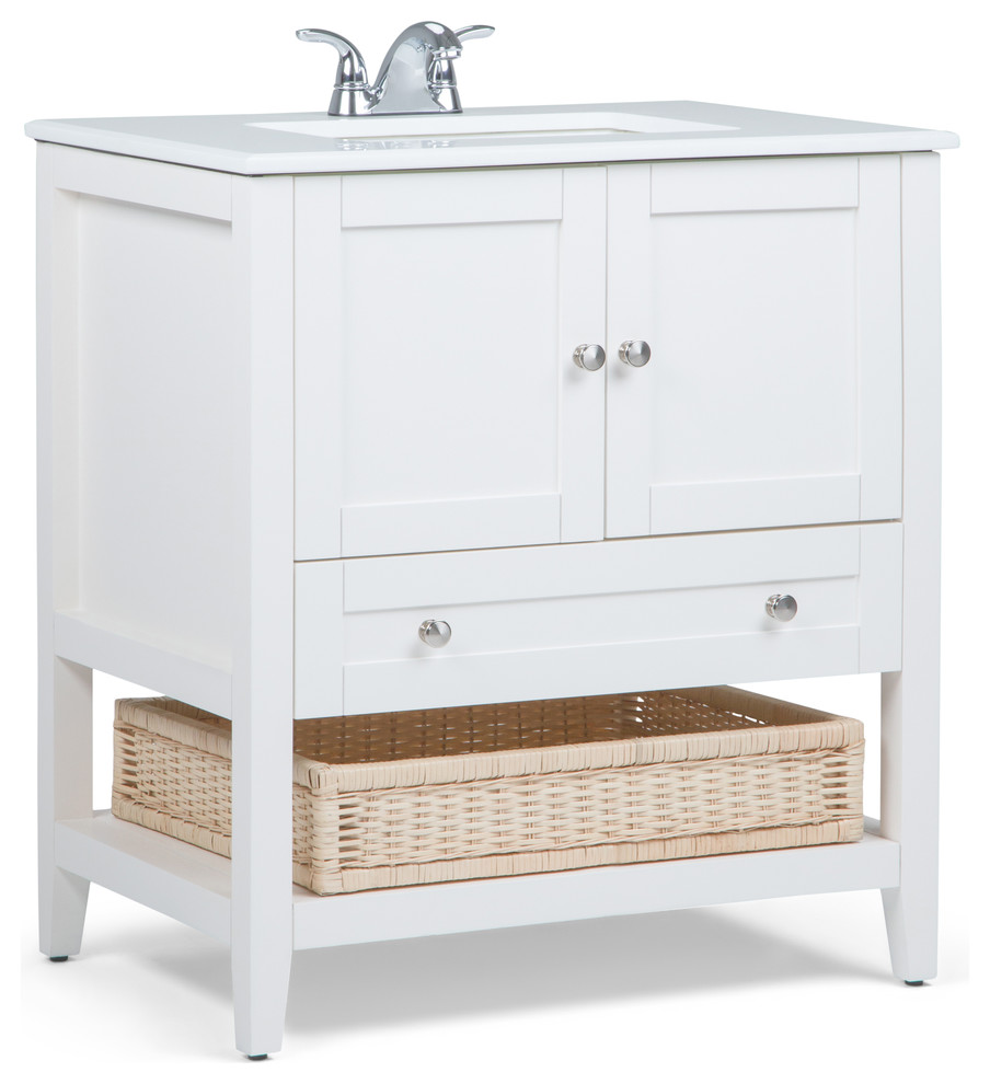 Cape Cod 30" Vanity With White Engineered Quartz Marble Top