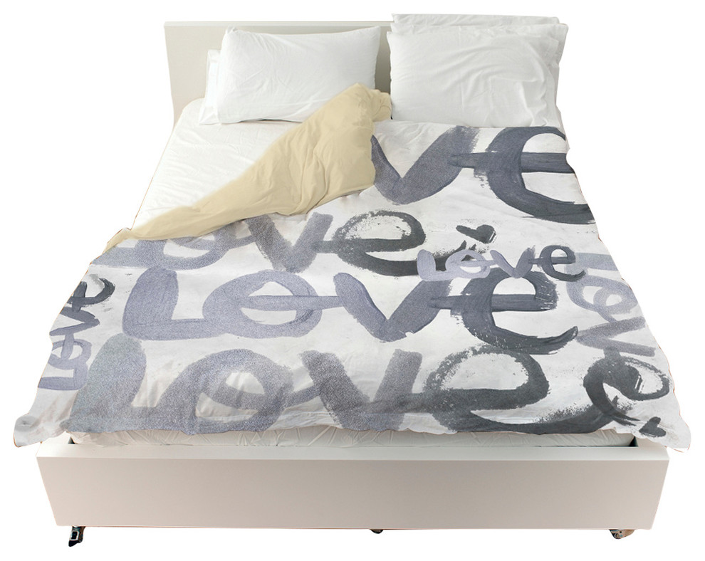 Oliver Gal Four Letter Word Silver Duvet Contemporary Duvet