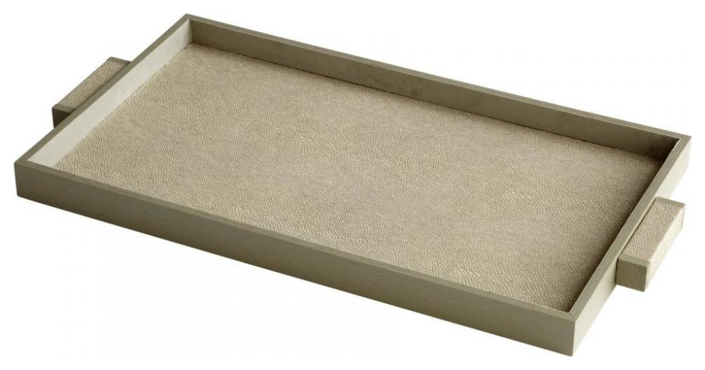 Shagreen Melrose 26" Wide Leather and Wood Tray