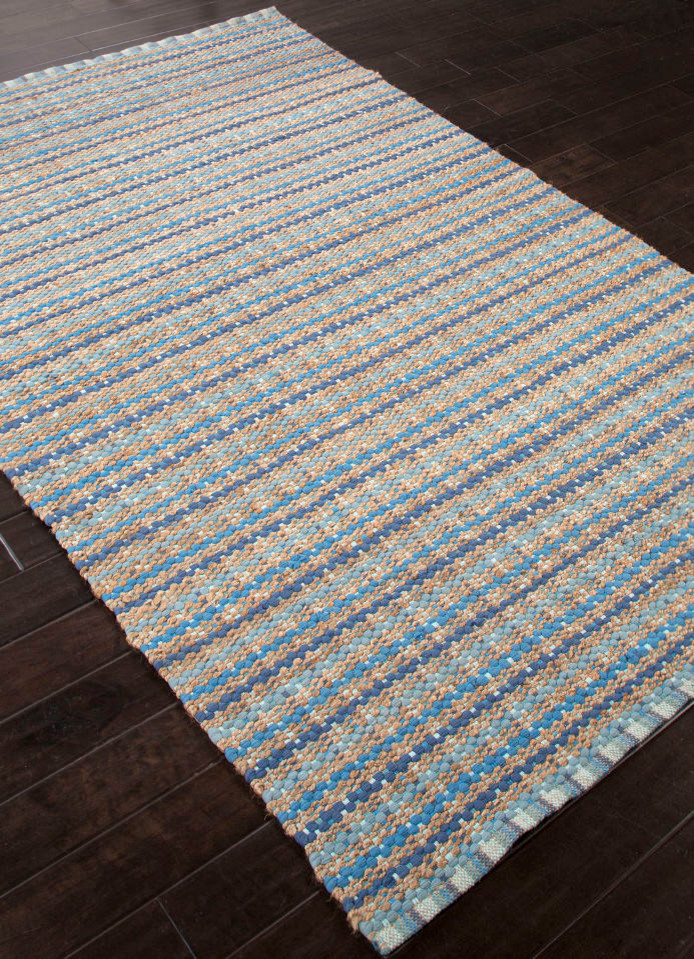 Jaipur Naturals Stripe Pattern Cotton/ Jute Blue/Taupe Area Rug (3.6 x 5.6)