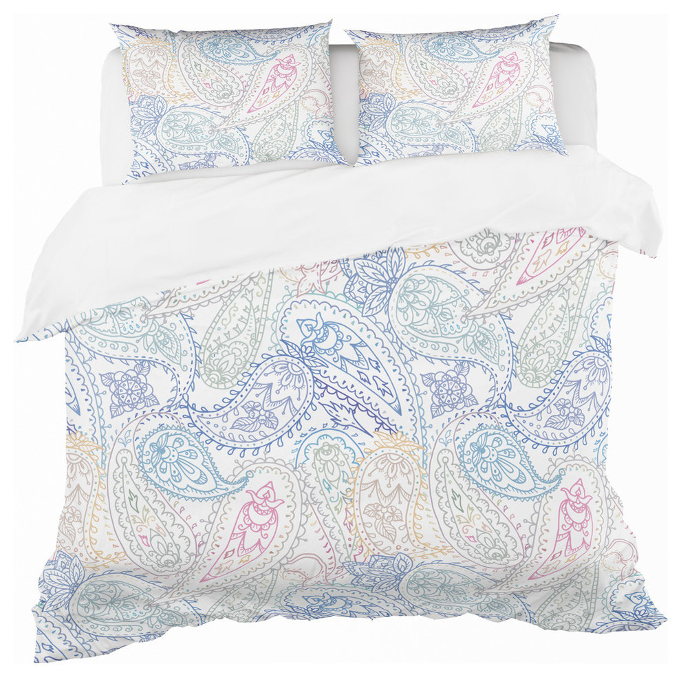 indian Paisley Pattern Bohemian and Eclectic Duvet Cover, Twin