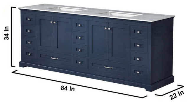 Dukes 84" Navy Blue Double Vanity - Transitional - Bathroom Vanities ...