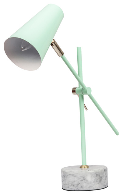 18 Desk Lamp With Marble Base, Mint Green