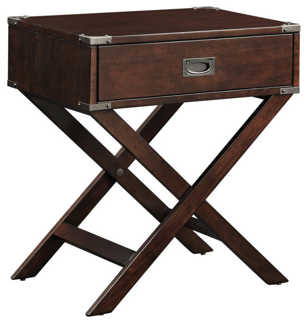 Alastair Wood Campaign Accent Table Nightstand, Espresso