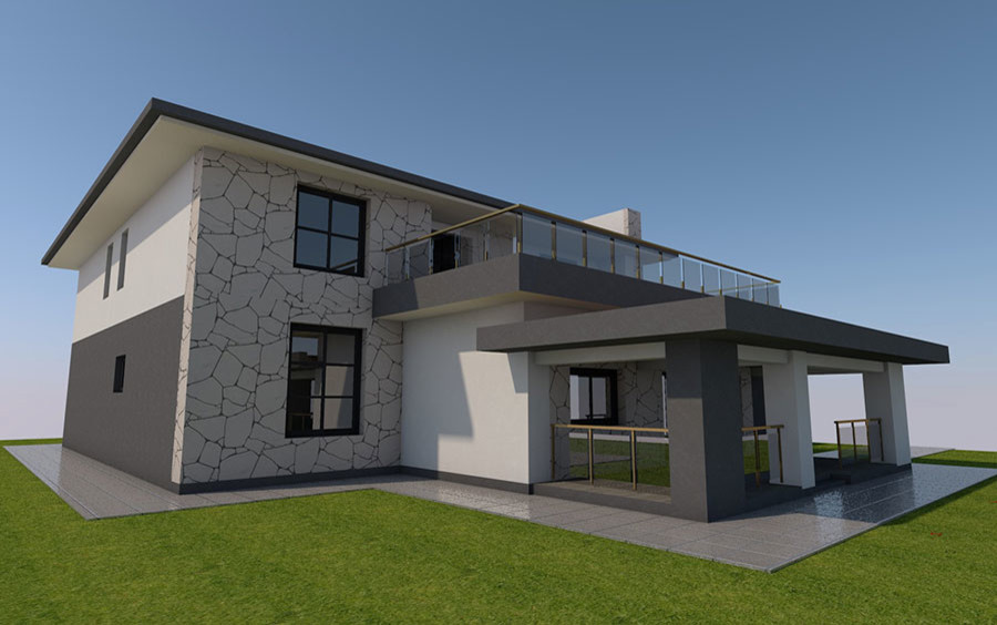 Проект большого 2-х этажного коттеджа в современном стиле