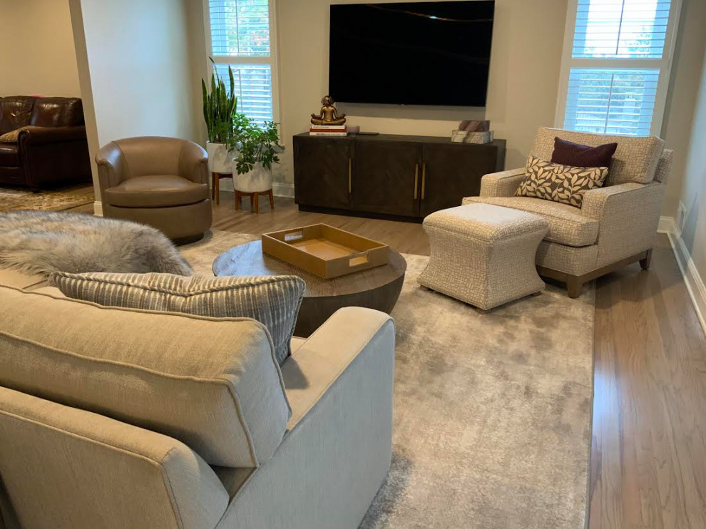 Cozy Transitional Family Room with Soft Neutral Colors