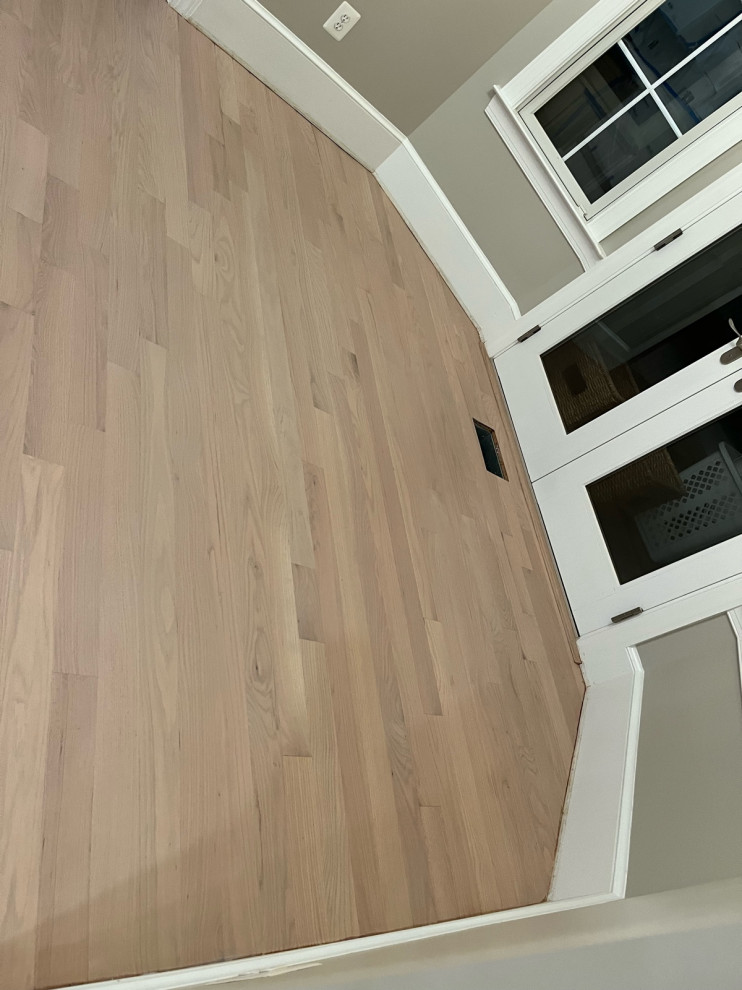 Updated post! Wall color to tone down pink red oak floor