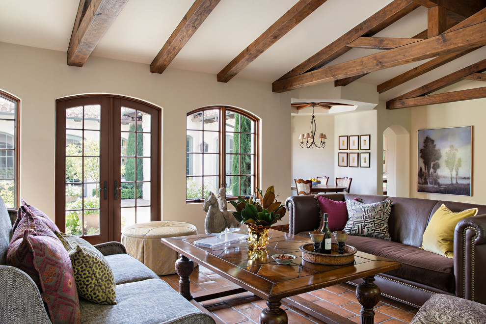 Example of a tuscan living room design in Orange County