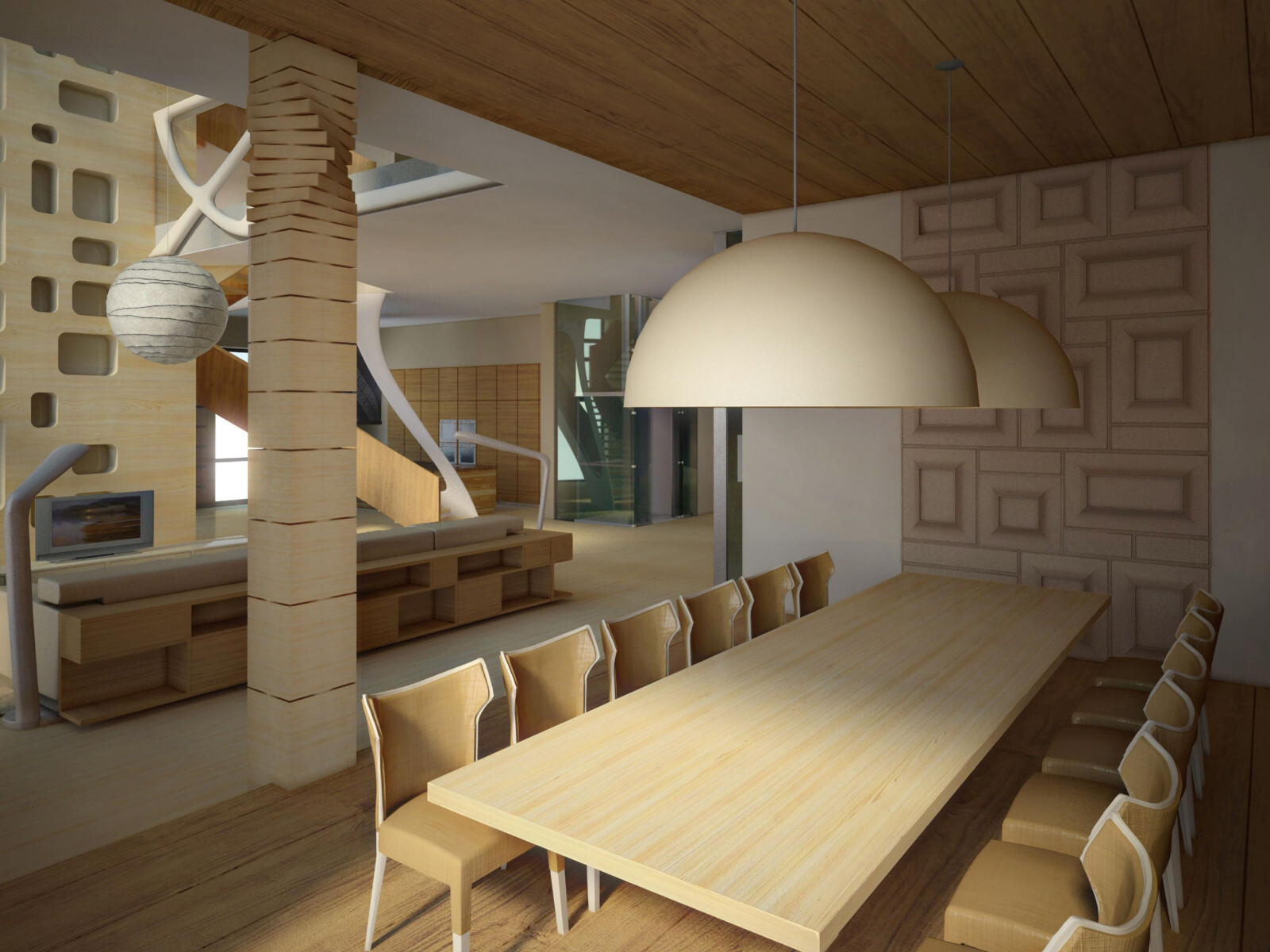 House in a pine forest - the 3D view