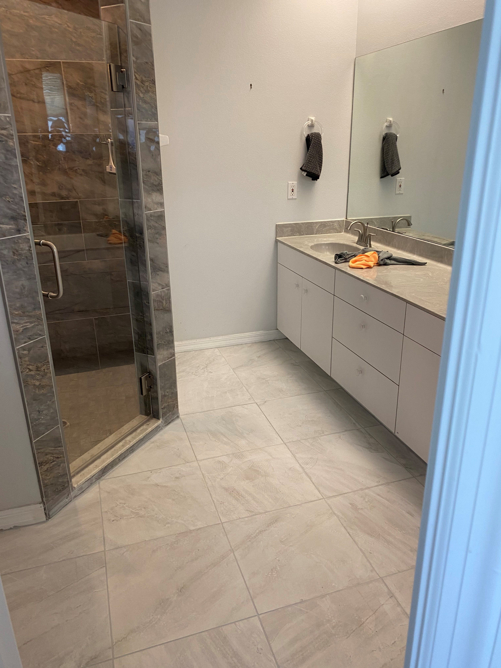 Shower and bath floor remodel