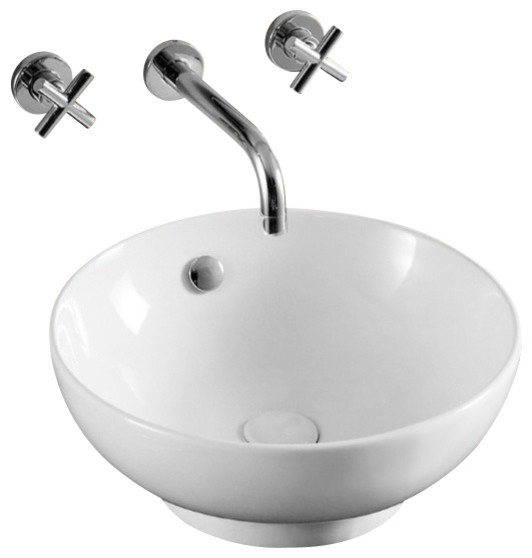 Round White Ceramic Vessel Bathroom Sink Contemporary Bathroom Sinks by TheBathOutlet