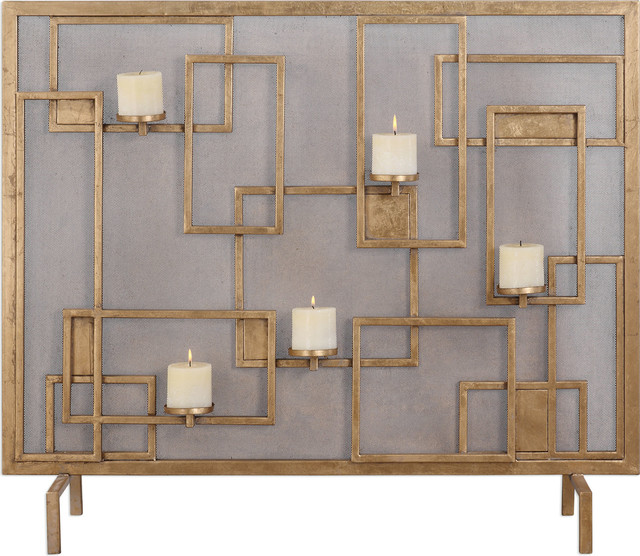 Uttermost Mara Fireplace Screen Candleholder Transitional