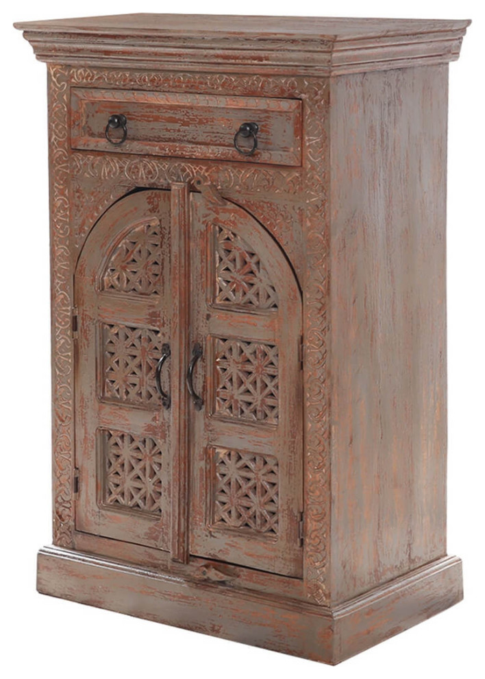 Arched Lattice Door Solid Wood Storage French Country