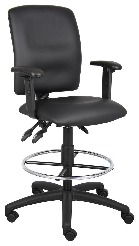 Boss Chairs Boss Multi-Function LeatherPlus Drafting Stool With Adjustable Arms