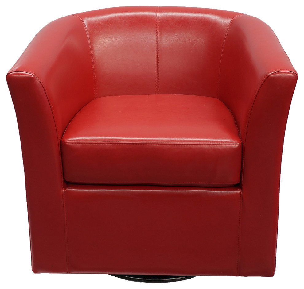 GDF Studio Corley Red Leather Swivel Club Chair - Contemporary